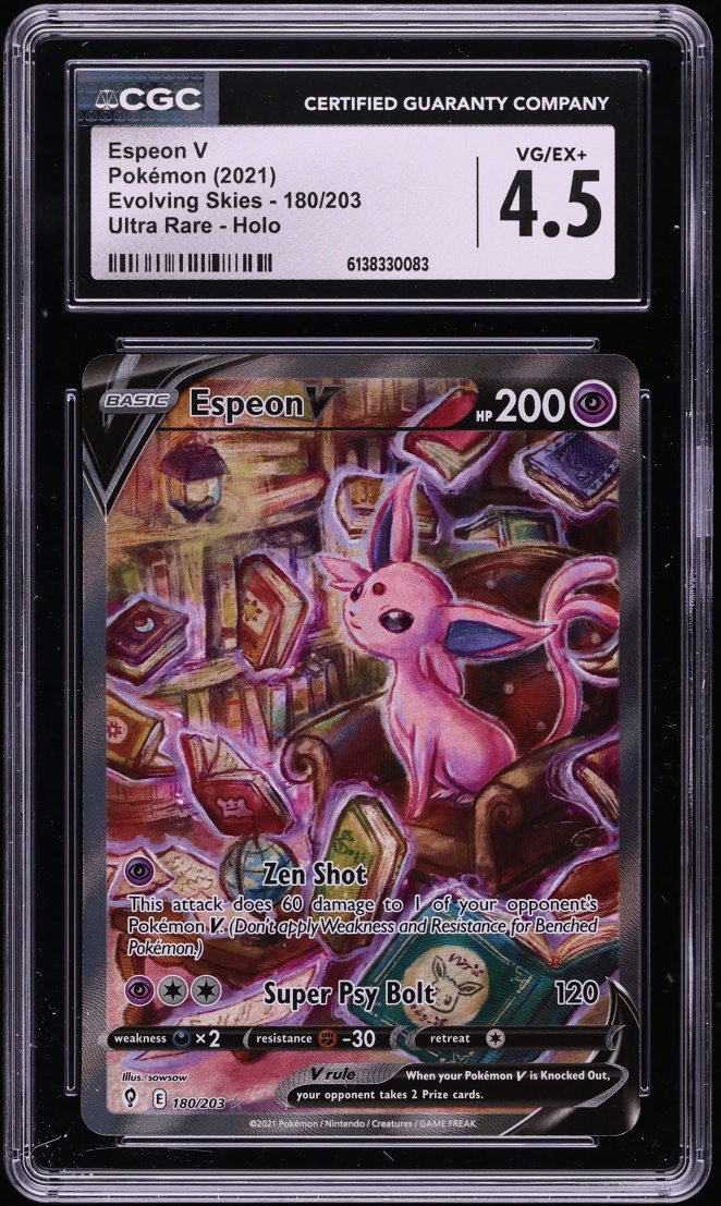 2021 Pokemon Sword & Shield Evolving Skies Alt Art Espeon V #180 CGC 4.5 VGEX+