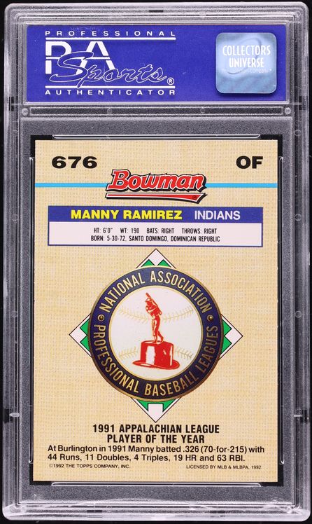 1992 Bowman Foil Manny Ramirez ROOKIE #676 PSA 10 GEM MINT