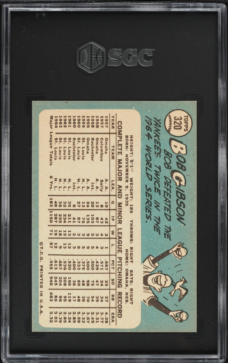 1965 Topps Bob Gibson #320 SGC 7 NRMT
