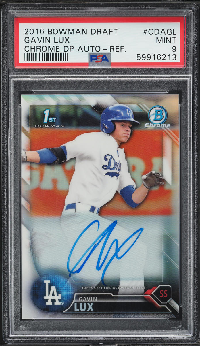 2016 Bowman Chrome Refractor Gavin Lux PROSPECT AUTO /499 #CDA-GL PSA 9 MINT
