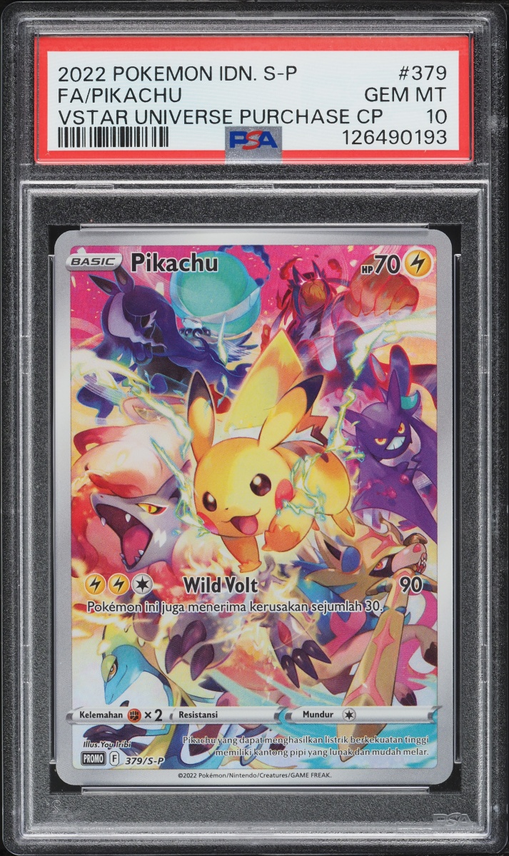 2022 Pokemon Indonesian SWSH VSTAR Universe Purchase Pikachu #379 PSA 10 GEM MINT
