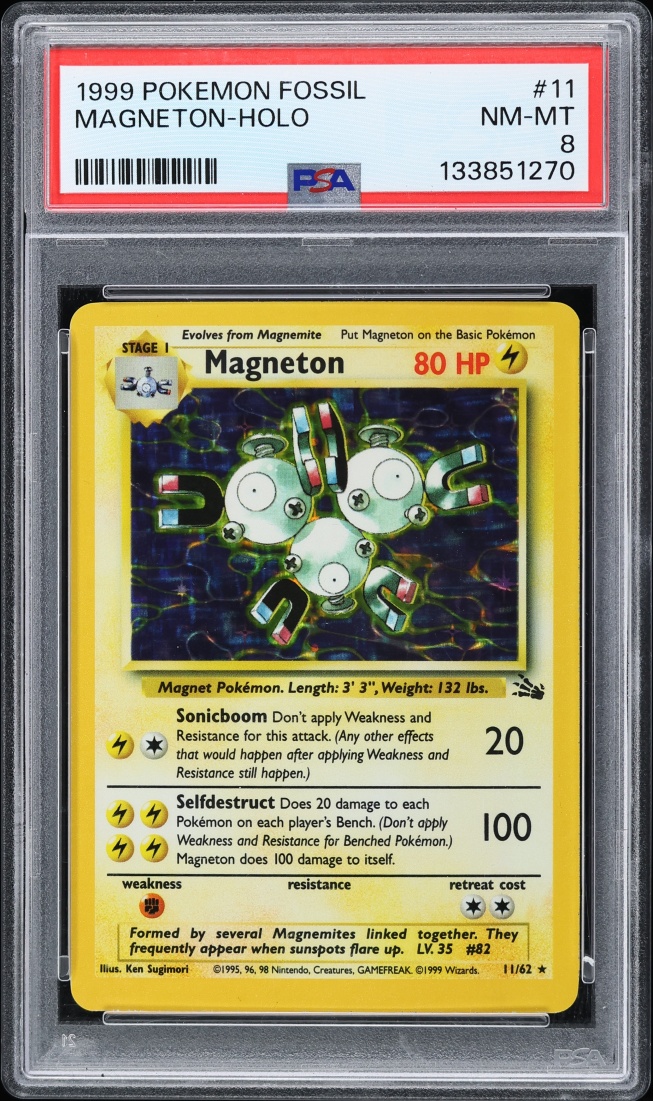 1999 Pokemon Fossil Holo Magneton #11 PSA 8 NM-MT