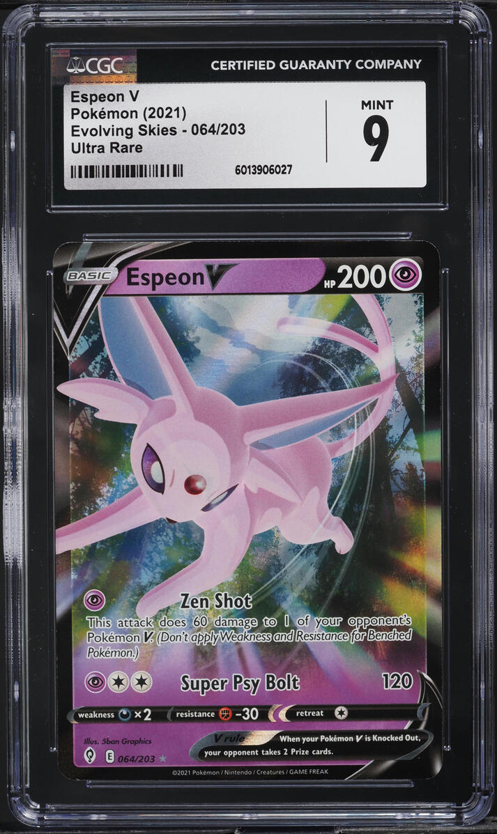 2021 Pokemon Sword & Shield Evolving Skies Espeon V #64 CGC 9 MINT