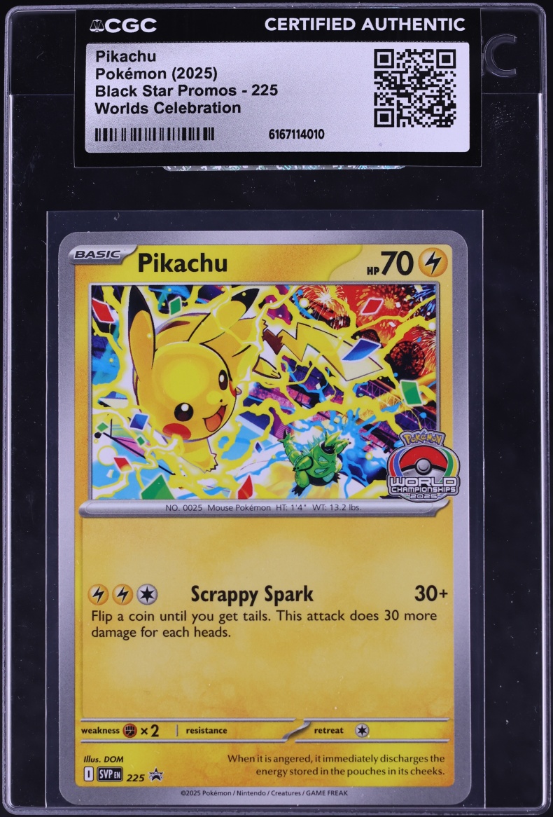 2025 Pokemon Scarlet & Violet Black Star Promo Worlds Celebration Pikachu #225 CGC AUTH
