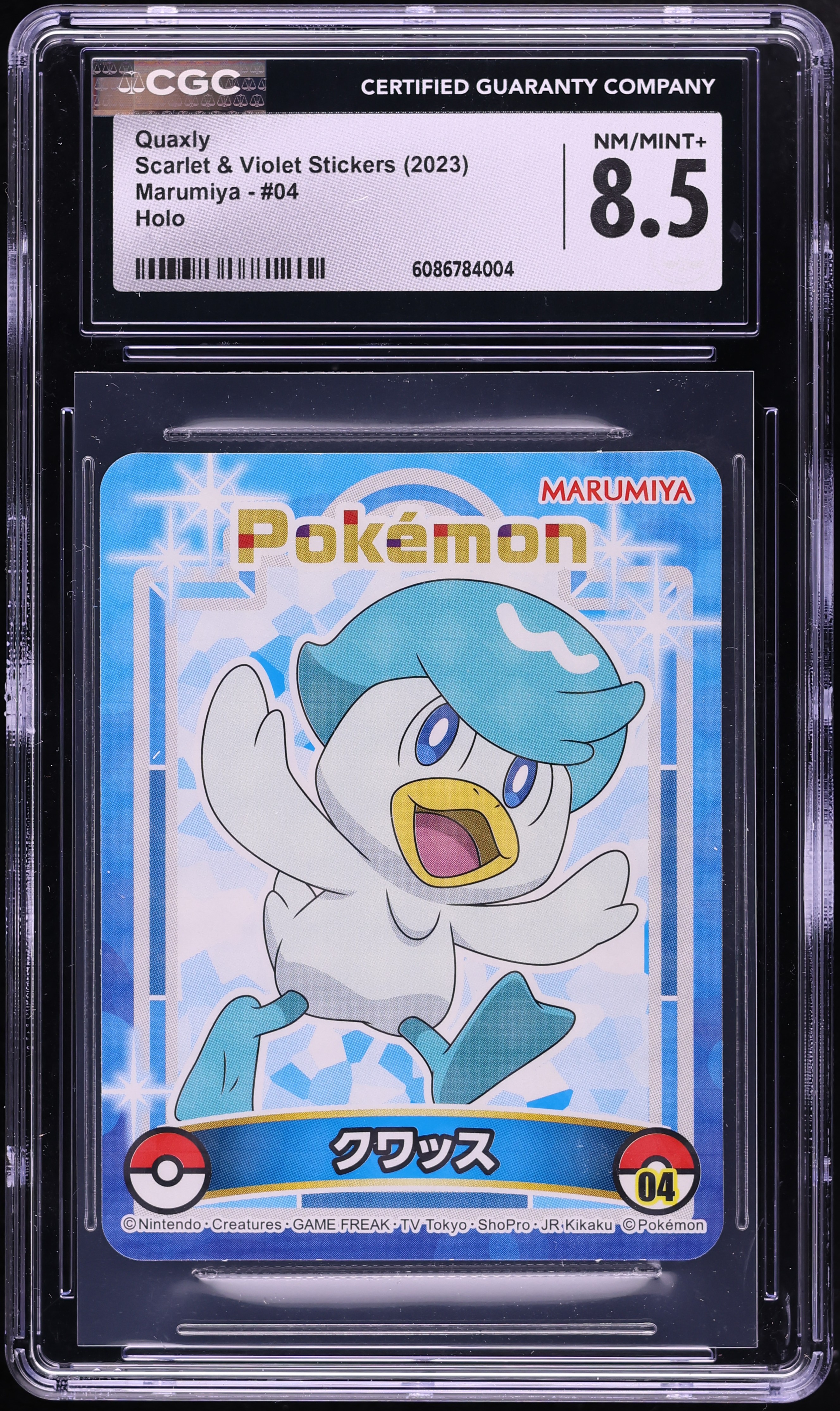 2023 Pokemon Japanese Scarlet & Violet Stickers Marumiya Holo Quaxly #4 CGC 8.5 NM-MT+