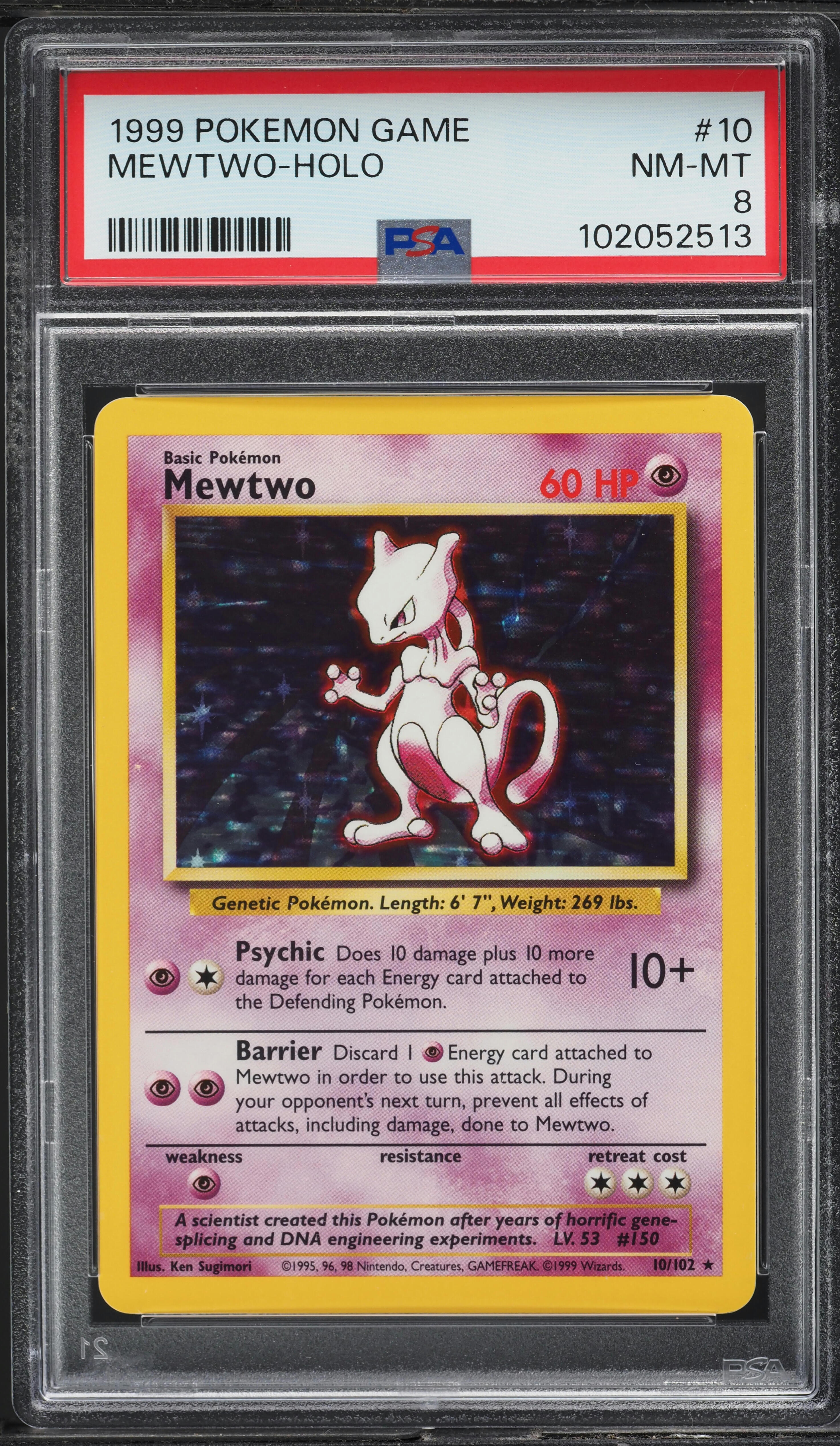 1999 Pokemon Base Set Holo Mewtwo #10 PSA 8 NM-MT