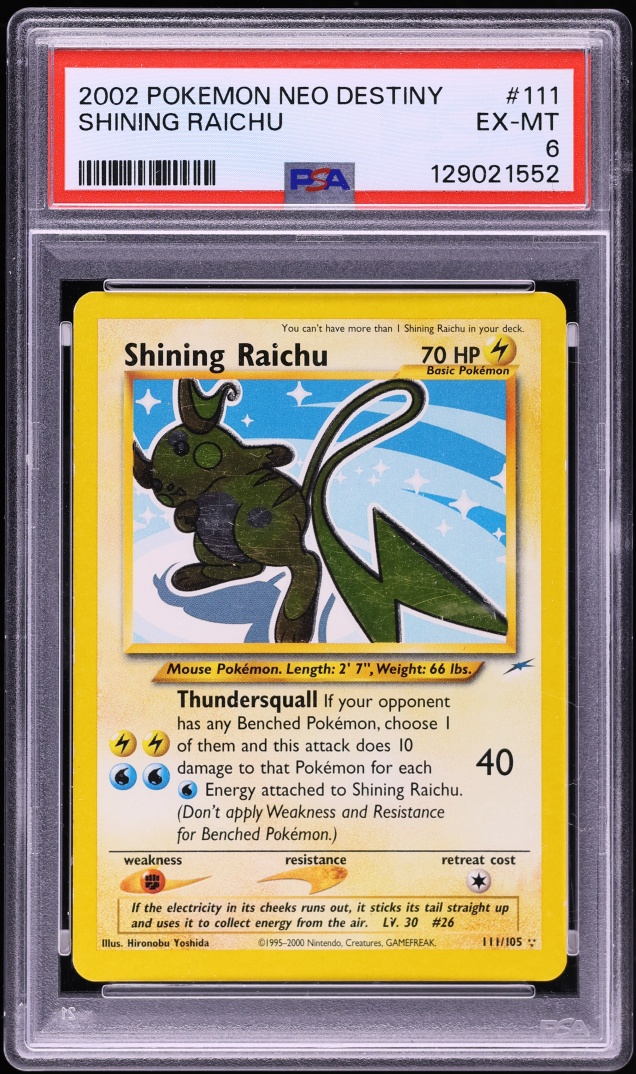 2002 Pokemon Neo Destiny Holo Shining Raichu #111 PSA 6 EXMT