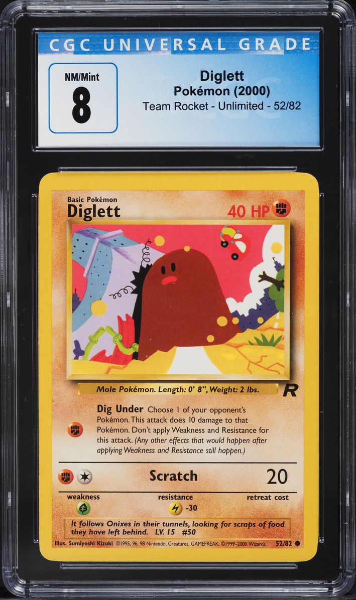 2000 Pokemon Team Rocket Diglett #52 CGC 8 NM-MT