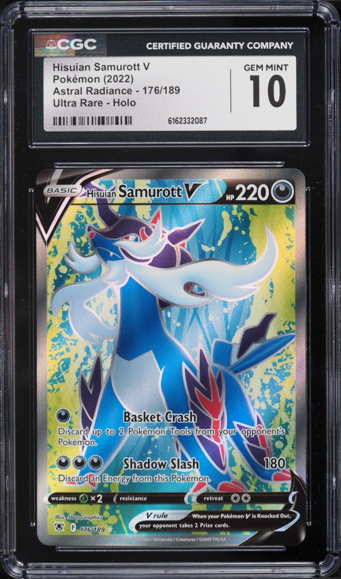 2022 Pokemon Sword & Shield Astral Radiance Full Art Hisuian Samurott V #176 CGC 10 GEM MINT