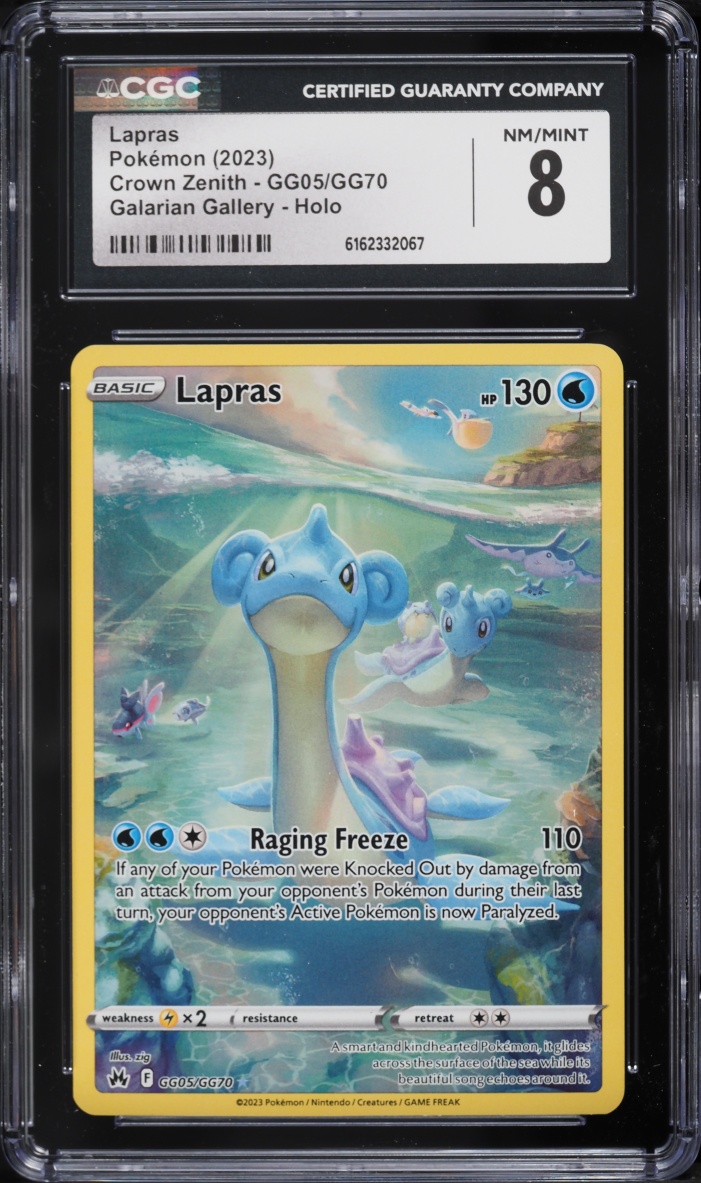 2023 Pokemon Sword & Shield Crown Zenith Galarian Gallery Alt Art Lapras #GG05 CGC 8 NM-MT