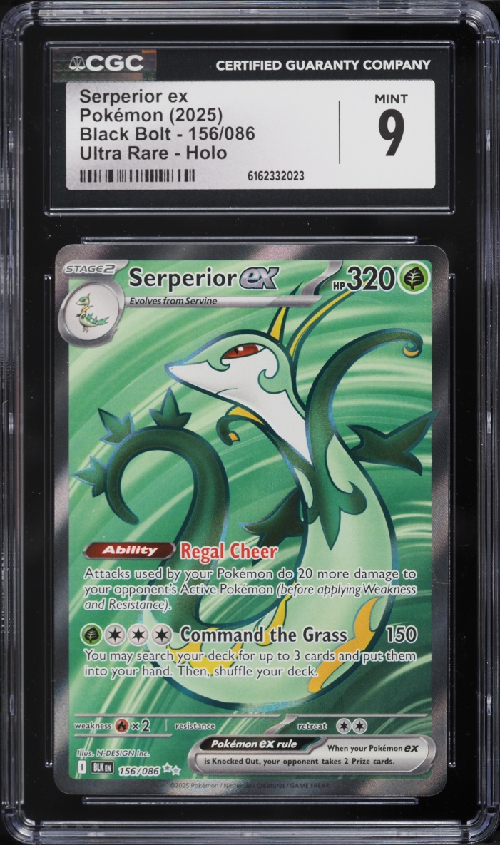 2025 Pokemon Scarlet & Violet Black Bolt Full Art Serperior ex #156 CGC 9 MINT