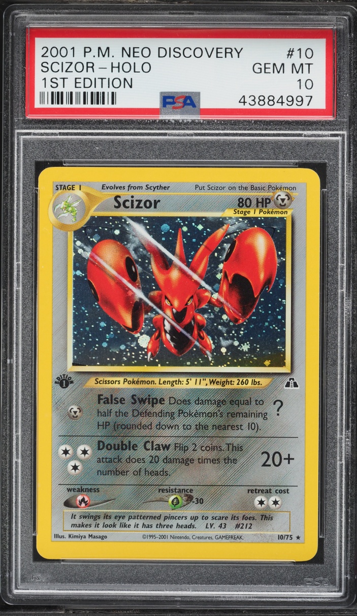 2001 Pokemon Neo Discovery 1st Edition Holo Scizor #10 PSA 10 GEM MINT