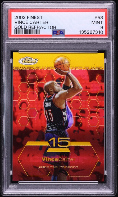 2002 Finest Gold Refractor Vince Carter /25 #58 PSA 9 MINT