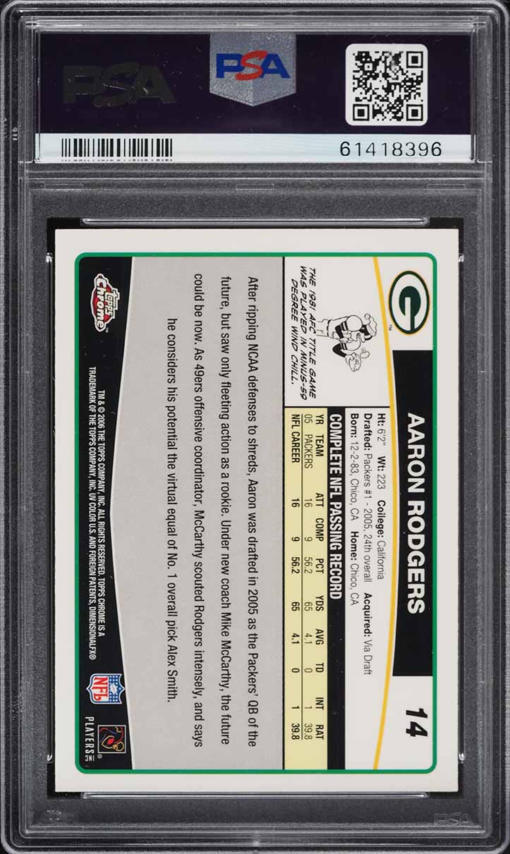 2006 Topps Chrome Aaron Rodgers #14 PSA 10 GEM MINT