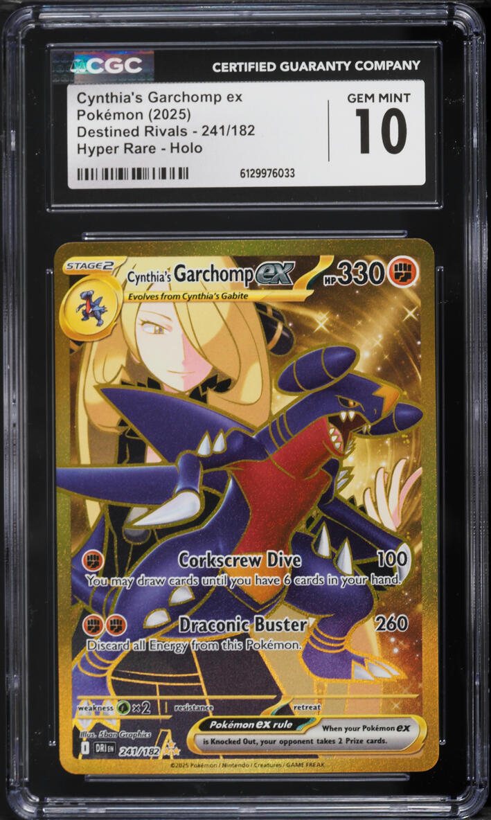 2025 Pokemon Scarlet & Violet Destined Rivals Gold Rare Cynthia's Garchomp ex #241 CGC 10 GEM