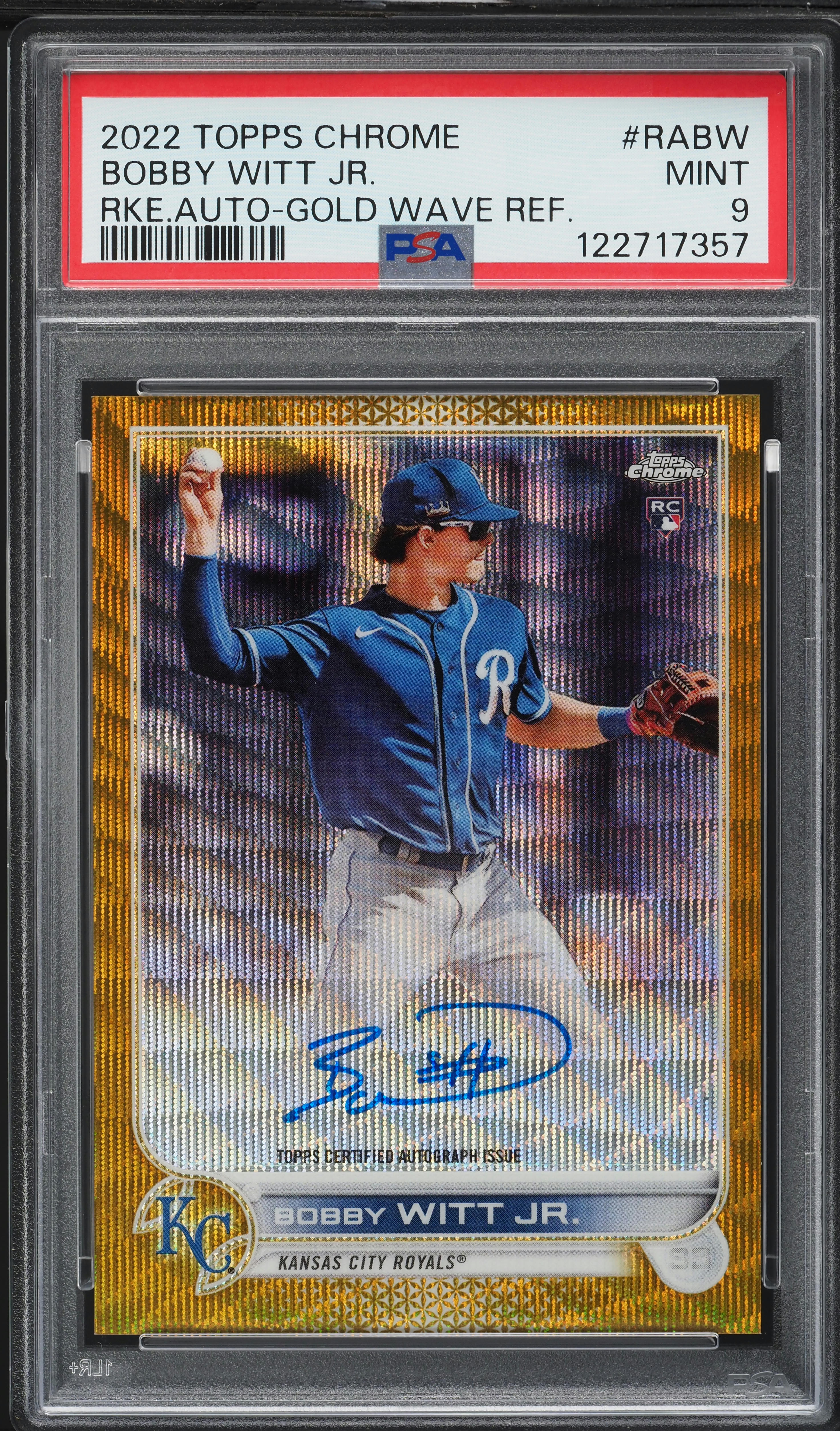 2022 Topps Chrome Gold Wave Refractor Bobby Witt Jr ROOKIE AUTO 50
