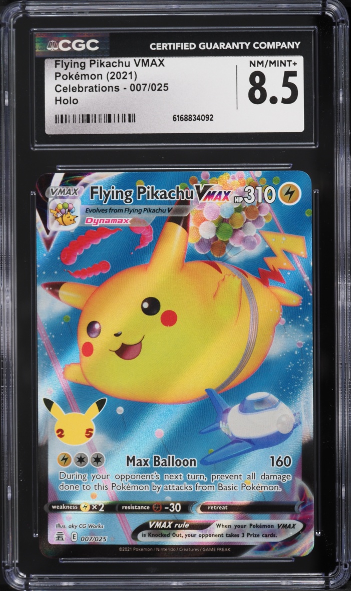 2021 Pokemon Sword & Shield Celebrations Full Art Flying Pikachu VMAX #7 CGC 8.5 NM-MT+