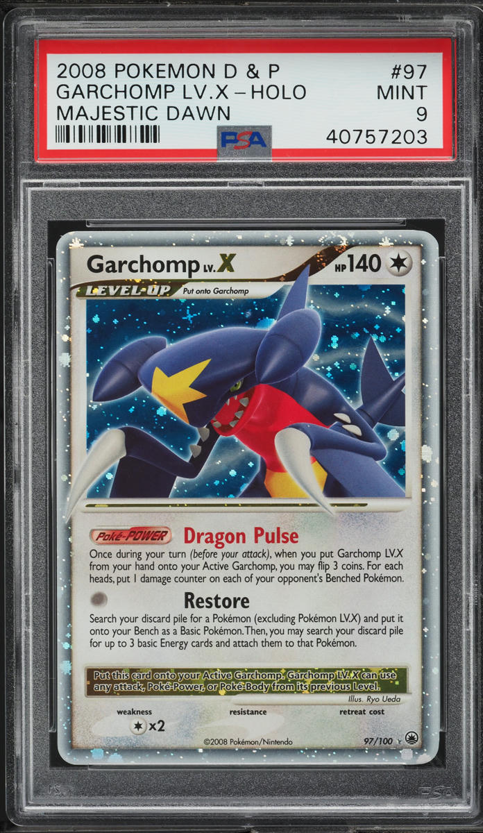 2008 Pokemon Diamond & Pearl Majestic Dawn Holo Garchomp LV.X #97 PSA 9 MINT