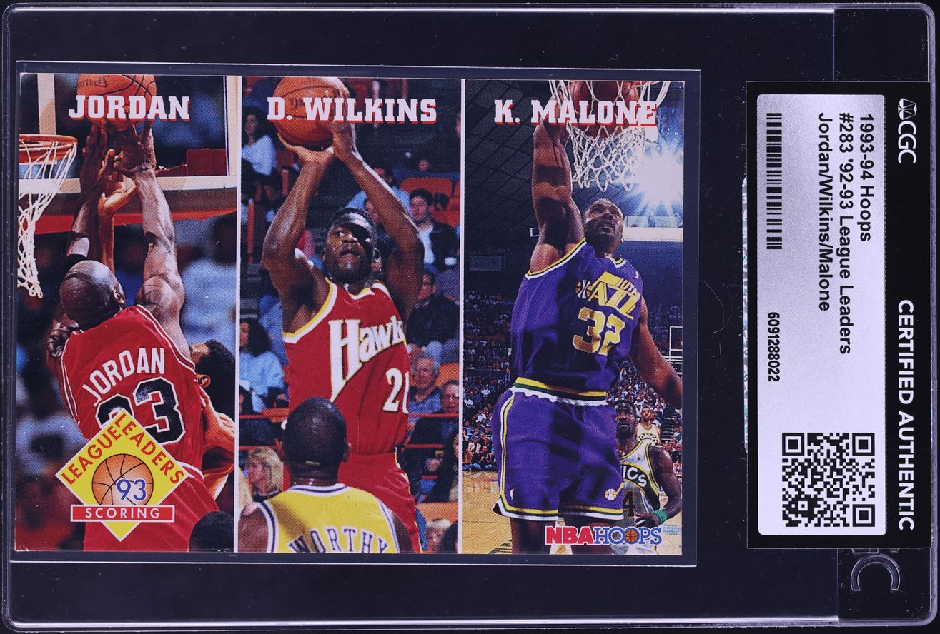 1993 Hoops Michael Jordan Dominique Wilkins Karl Malone LEAGUE LEADERS #283 CGC AUTH