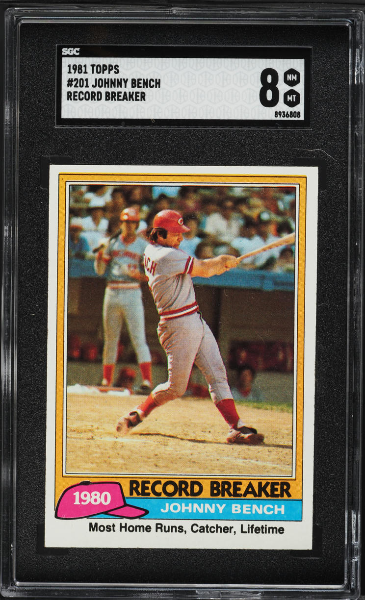 1981 Topps Johnny Bench RECORD BREAKER #201 SGC 8 NM-MT