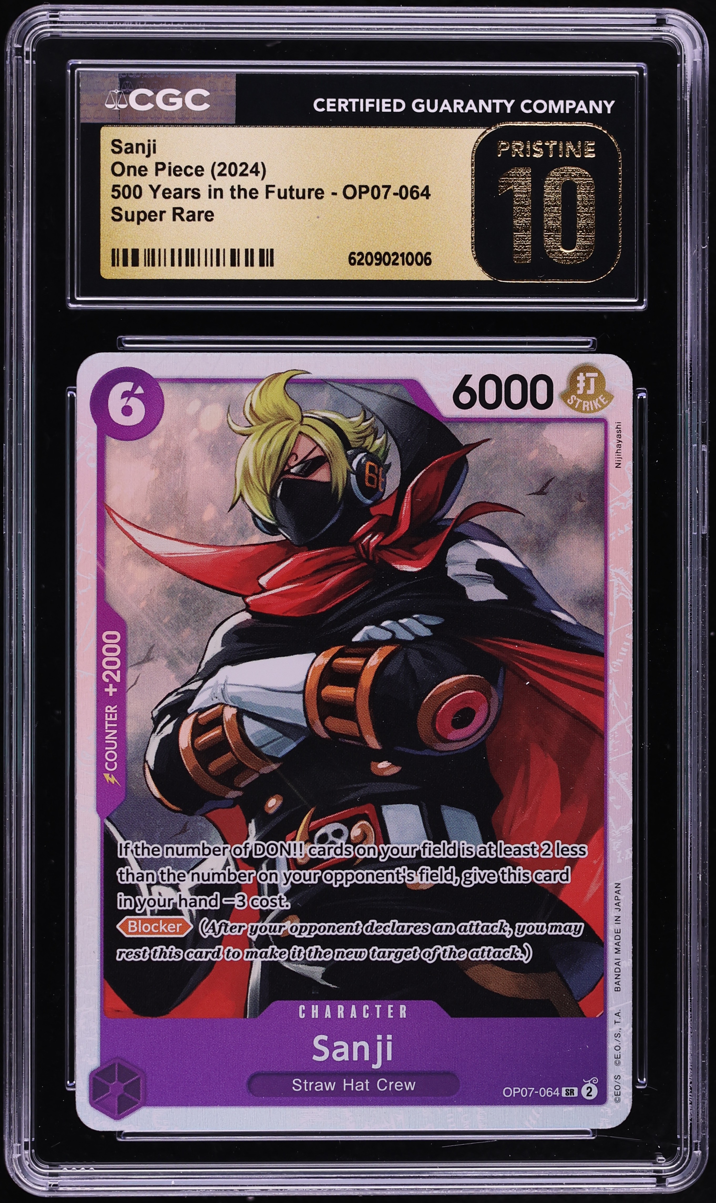 2024 One Piece Japanese 500 Years In The Future SR Sanji #OP07-064 CGC 10 PRISTINE