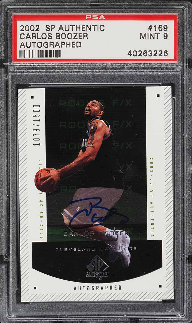 2002 SP Authentic Carlos Boozer ROOKIE AUTO /1500 #169 PSA 9 MINT