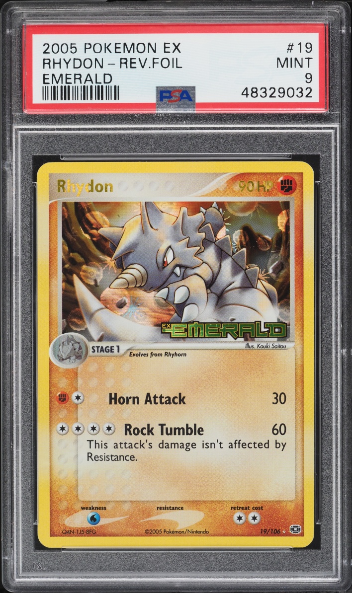 2005 Pokemon EX Emerald Reverse Holo Rhydon #19 PSA 9 MINT
