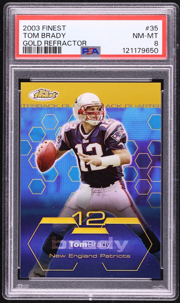2003 Finest Gold Refractor Tom Brady /50 #35 PSA 8 NM-MT