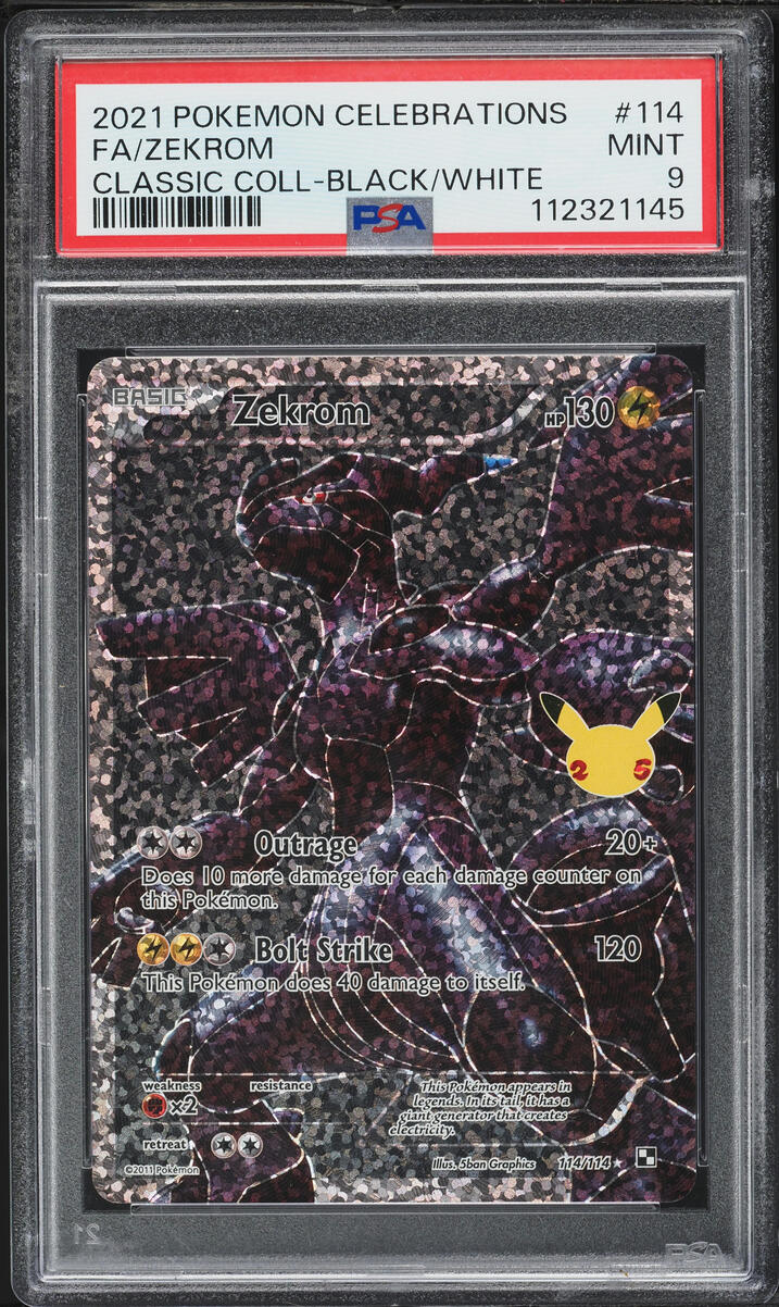 2021 Pokemon Sword & Shield Celebrations Classic Collection Full Art Zekrom #114 PSA 9 MINT