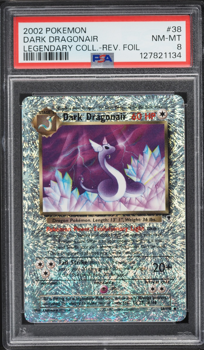 2002 Pokemon Legendary Collection Reverse Holo Dark Dragonair #38 PSA 8 NM-MT