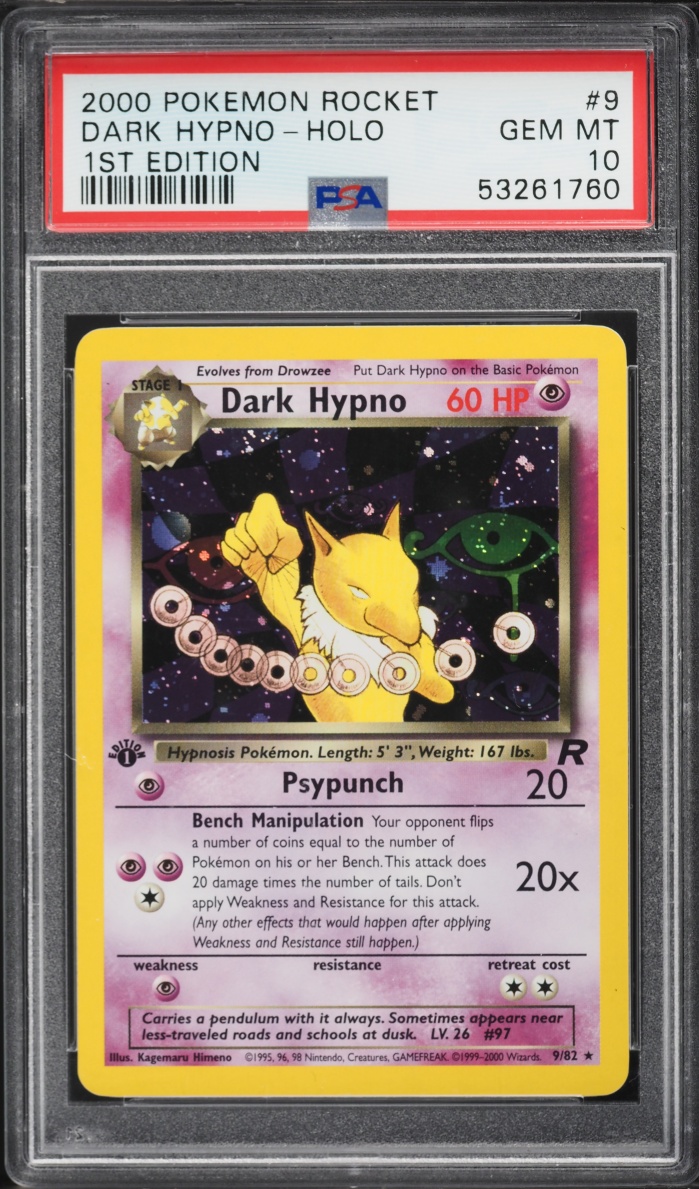 2000 Pokemon Team Rocket 1st Edition Holo Dark Hypno #9 PSA 10 GEM MINT