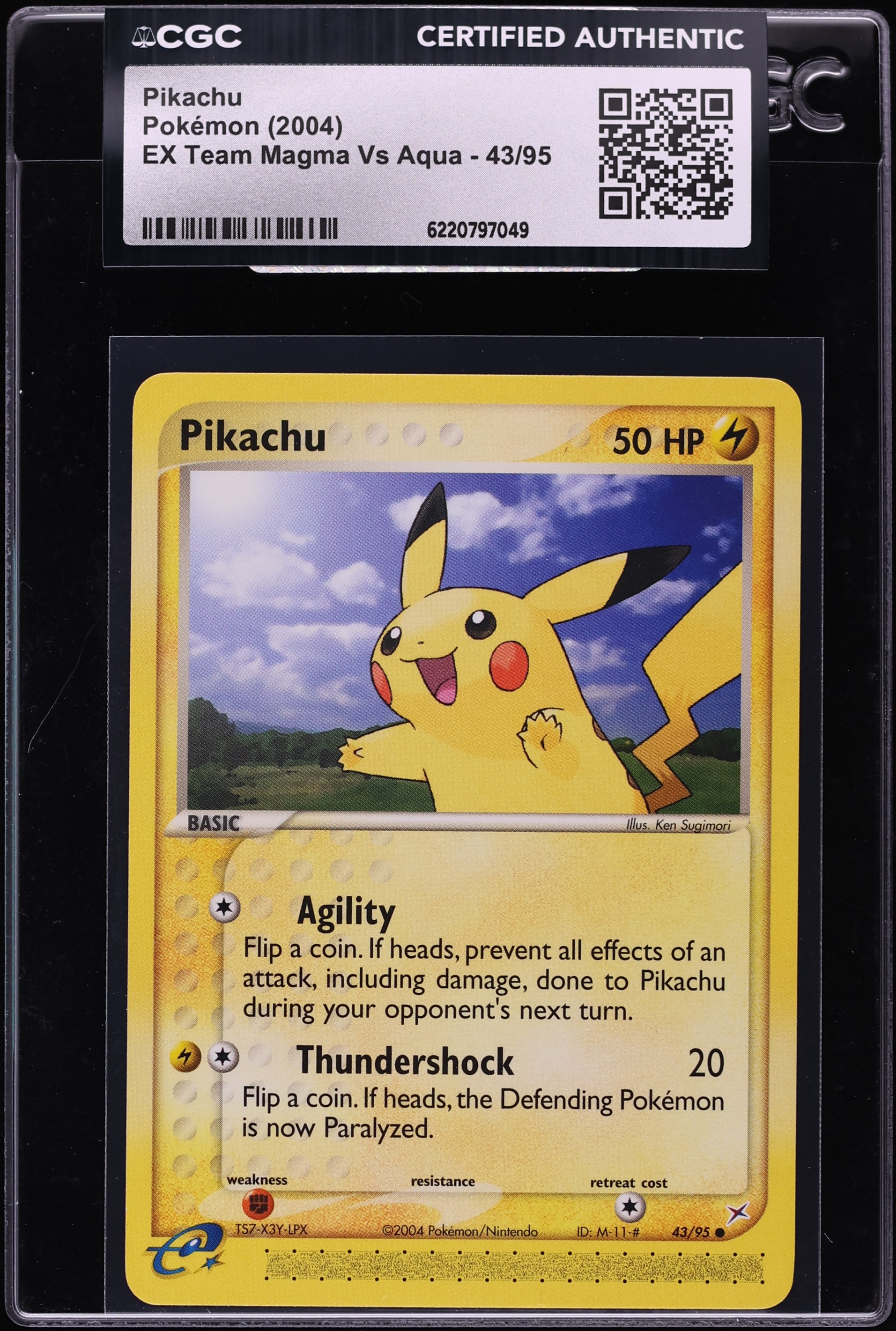 2004 Pokemon EX Team Magma VS Aqua Pikachu #43 CGC AUTH