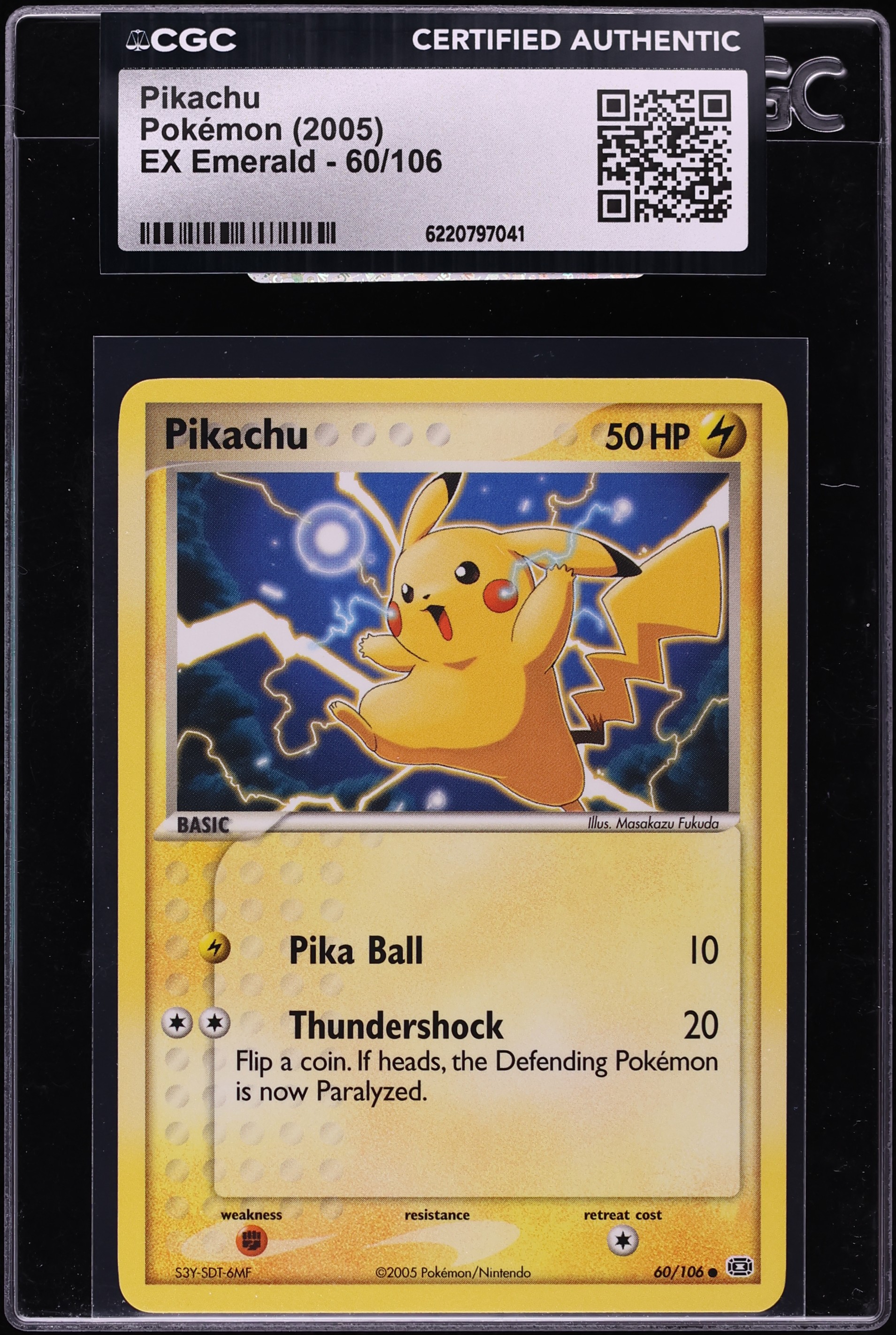 2005 Pokemon Ex Emerald Pikachu #60 CGC AUTH