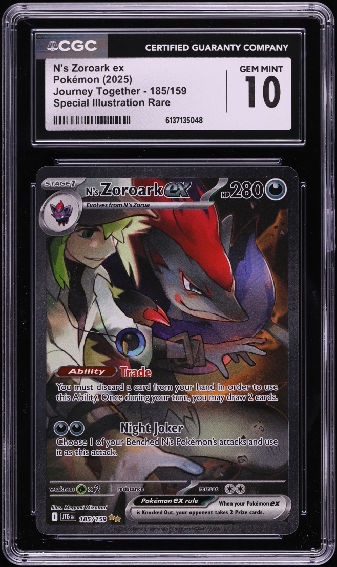2025 Pokemon Scarlet & Violet Journey Together SIR N's Zoroark Ex #185 CGC 10 GEM MINT