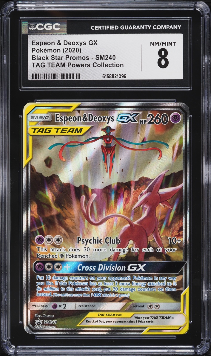2020 Pokemon Sun & Moon Promo Tag Team Powers Alt Art Espeon & Deoxys GX #SM240 CGC 8 NM-MT