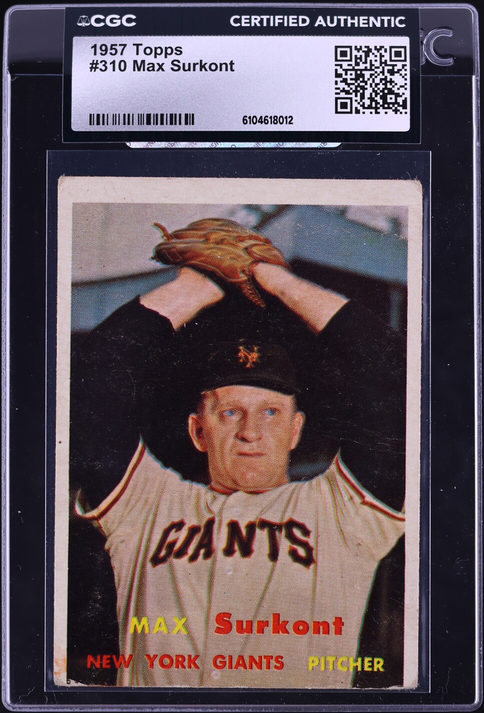 1957 Topps Max Surkont #310 CGC AUTH