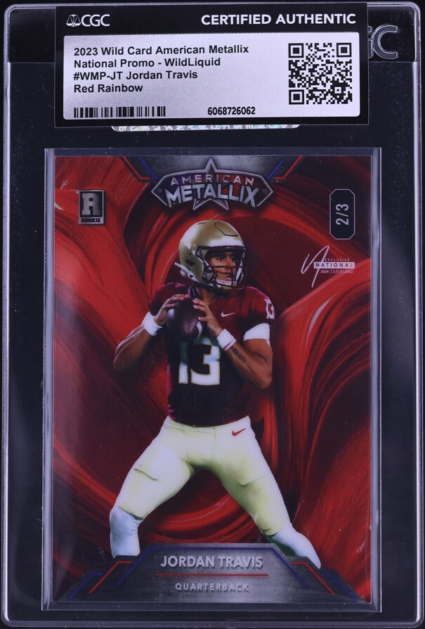 2023 Wild Card American Metallix Promo Blue Lava Jordan Travis RC