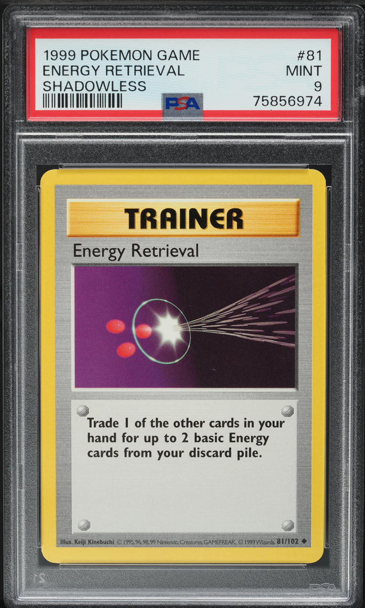 1999 Pokemon Base Set Shadowless Energy Retrieval #81 PSA 9 MINT