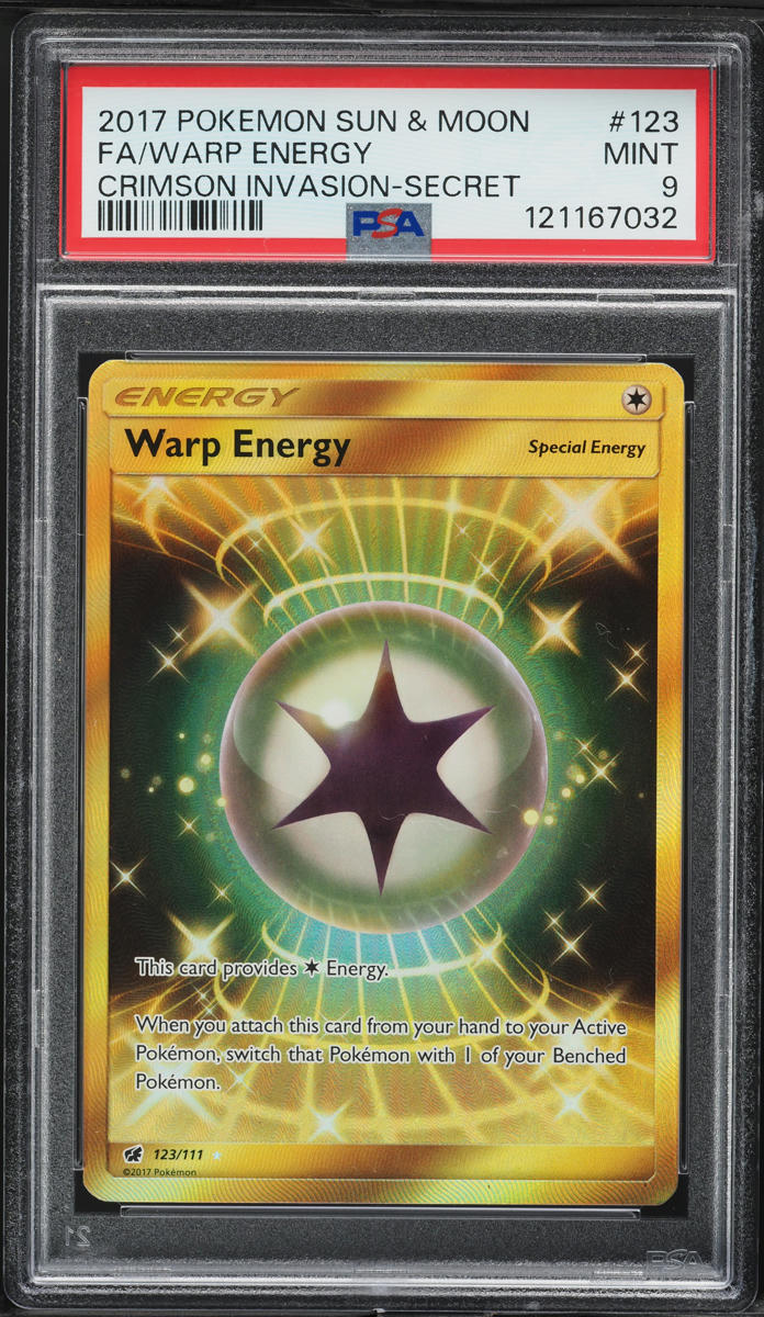 2017 Pokemon Sun & Moon Crimson Invasion Full Art Warp Energy #123 PSA 9 MINT