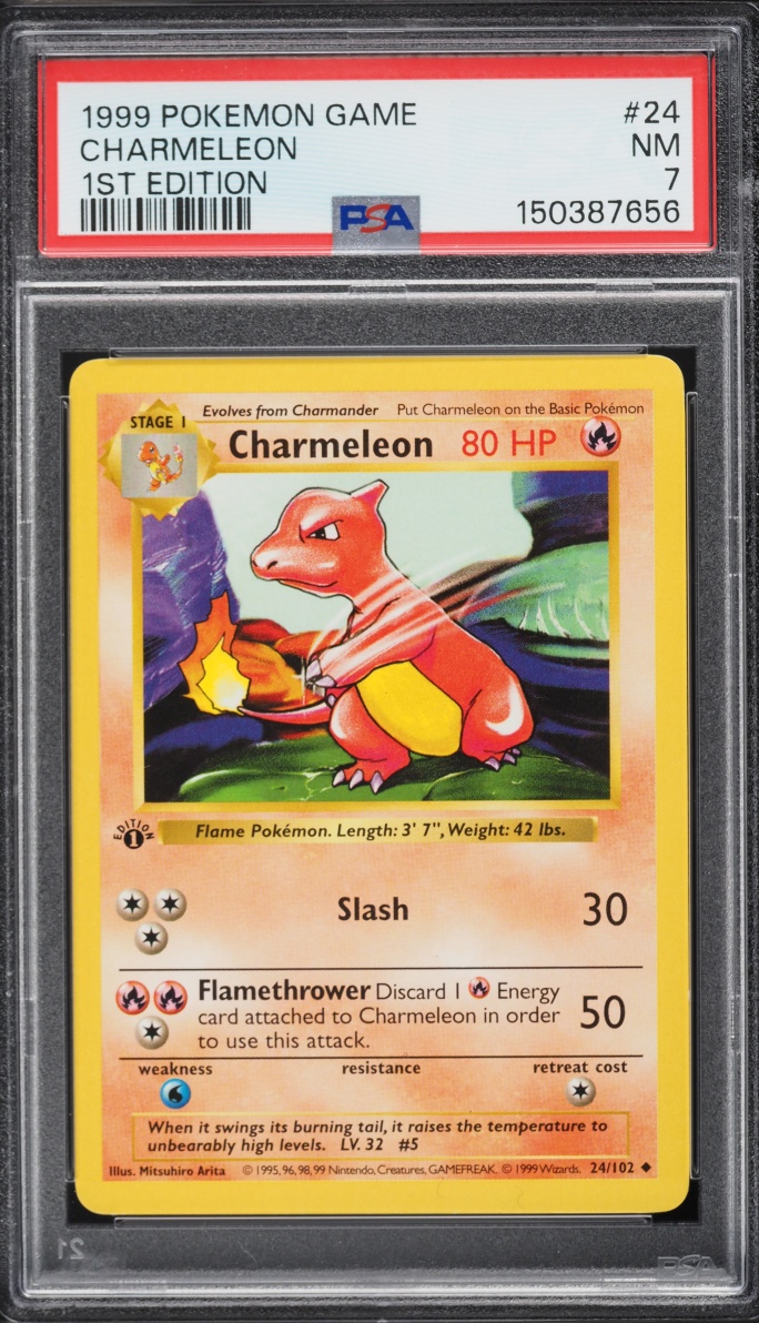 1999 Pokemon Base Set Shadowless 1st Edition Charmeleon #24 PSA 7 NRMT
