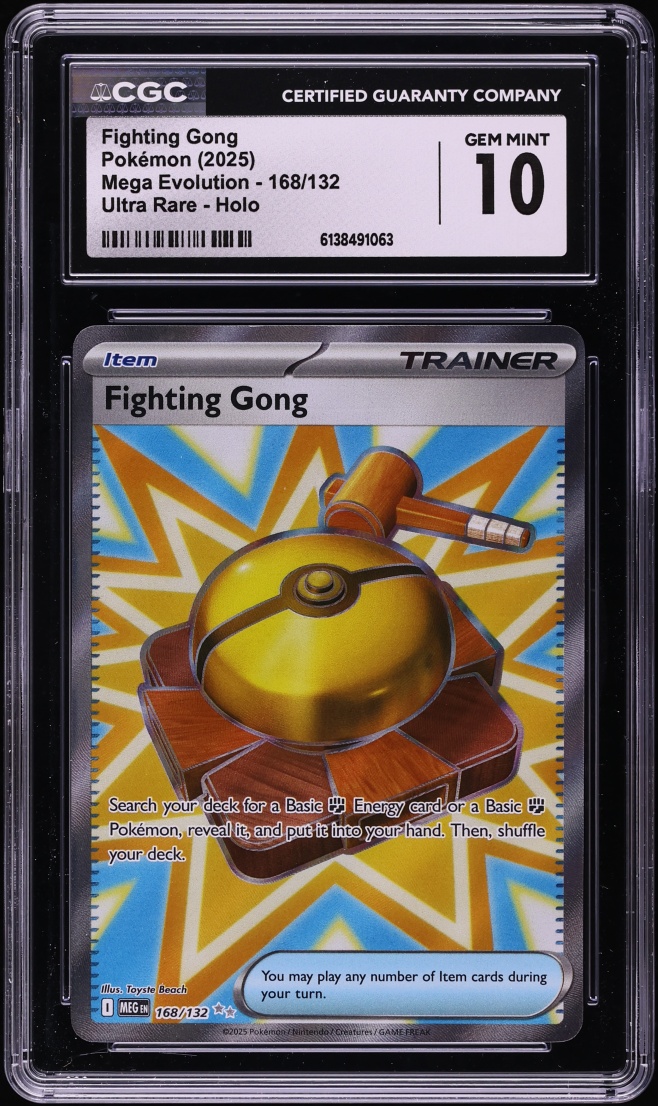 2025 Pokemon Mega Evolution Full Art Fighting Gong #168 CGC 10 GEM MINT
