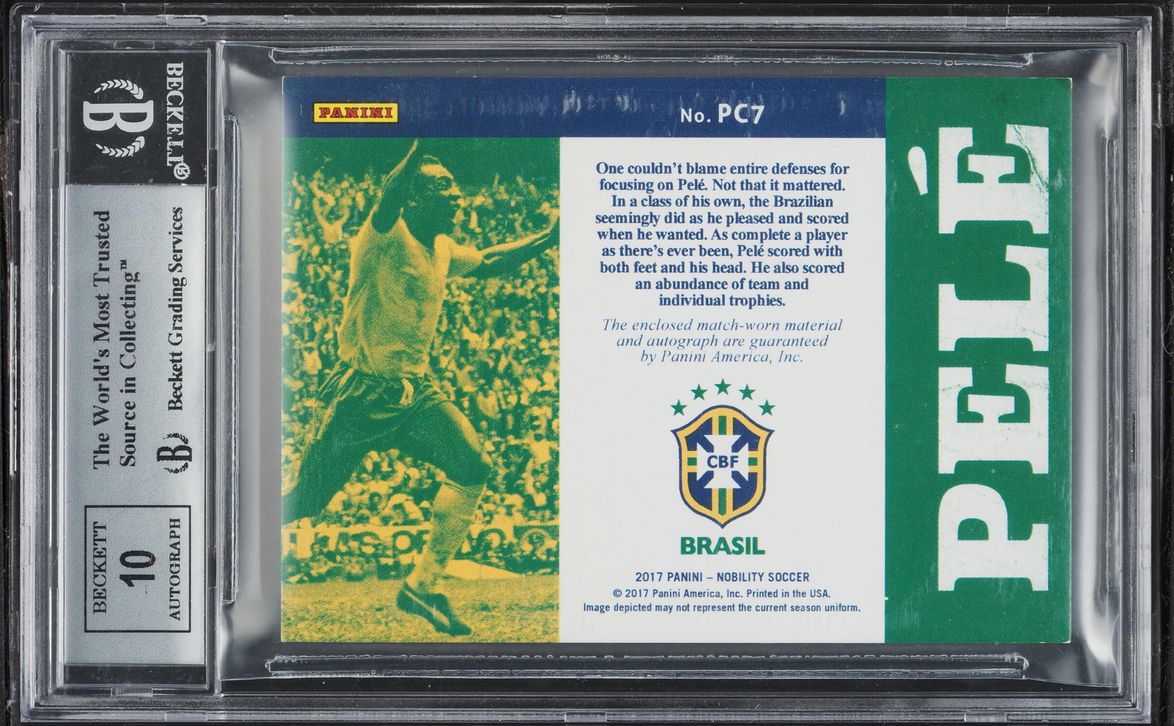 2017 Panini Nobility Commemorative Pele PATCH AUTO /10 #PC7 BGS 8 NM-MT