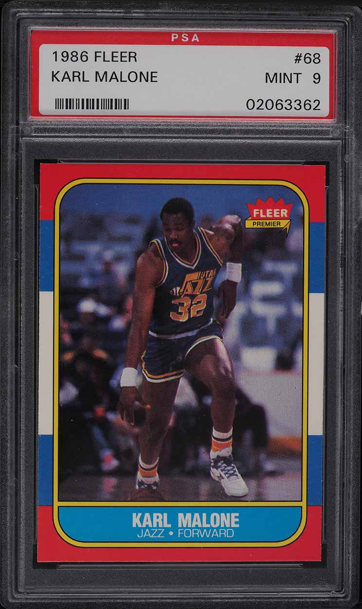 1986 Fleer Basketball Karl Malone ROOKIE #68 PSA 9 MINT