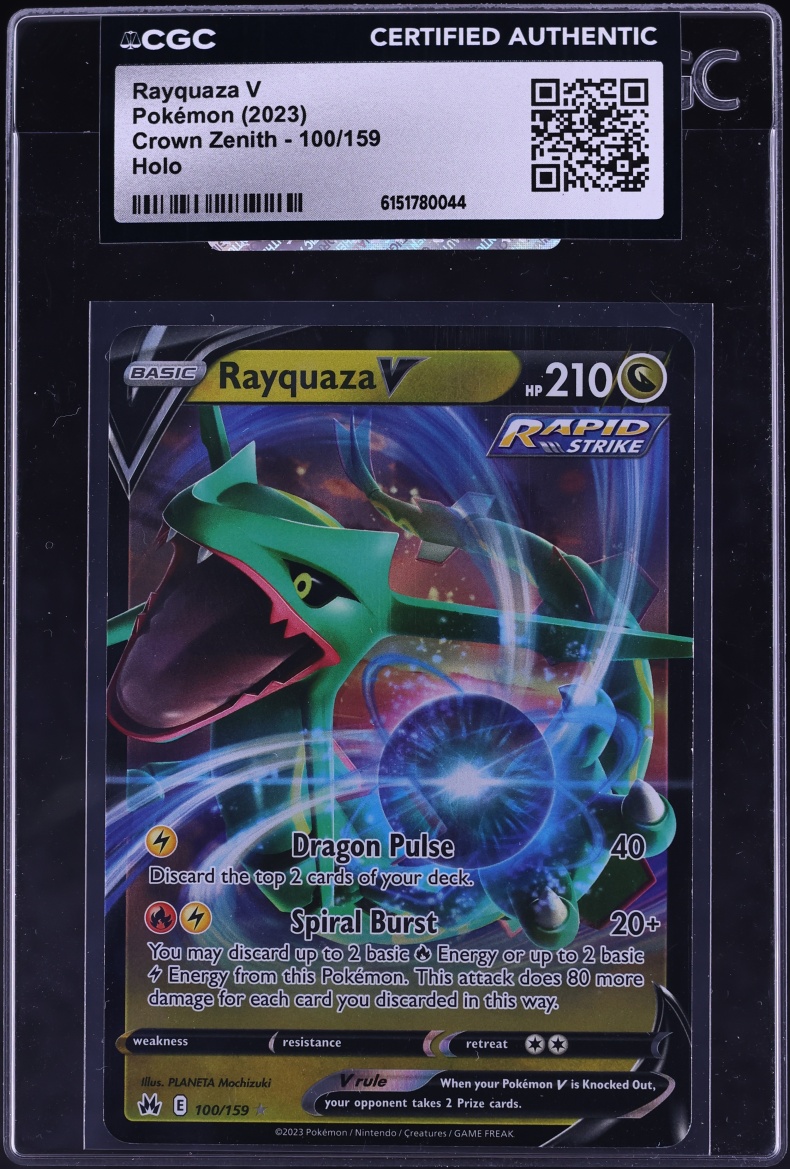 2023 Pokemon Sword & Shield Crown Zenith Holo Rayquaza V #100 CGC AUTH