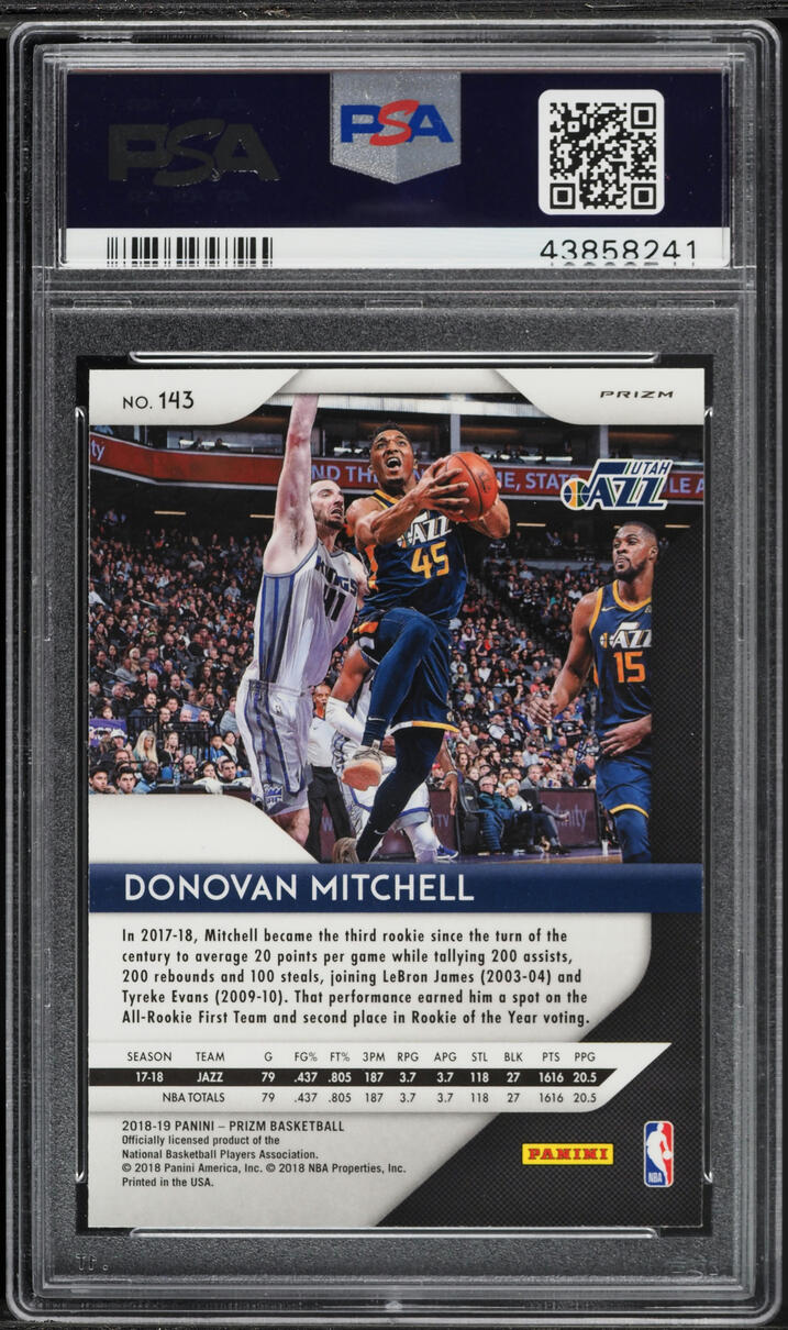2018 Panini Prizm Silver Donovan Mitchell #143 PSA 10 GEM MINT