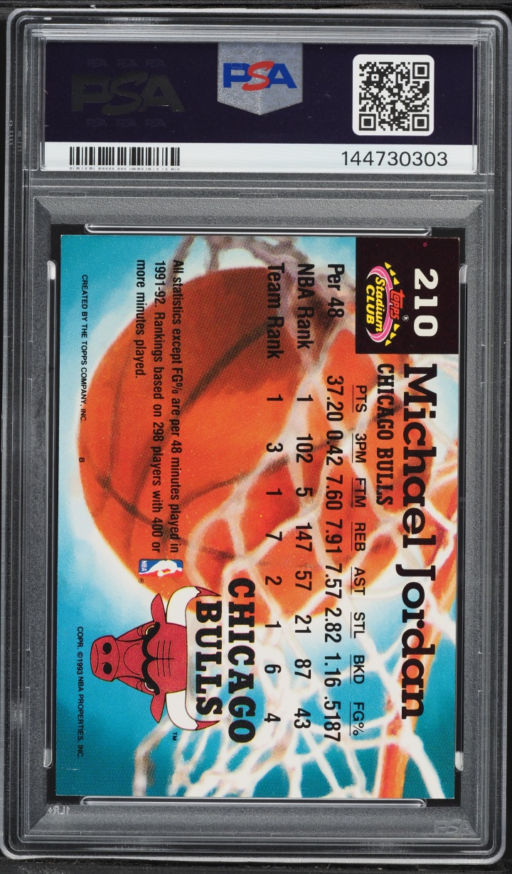 1992 Stadium Club Members Only Michael Jordan #210 PSA 8 NM-MT