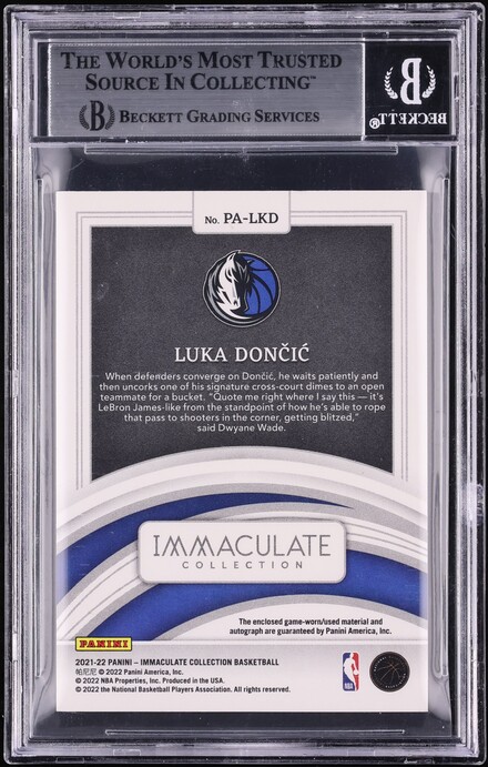 2021 Immaculate Collection Luka Doncic PATCH AUTO 1/1 #PA-LKD BGS 8 NM-MT