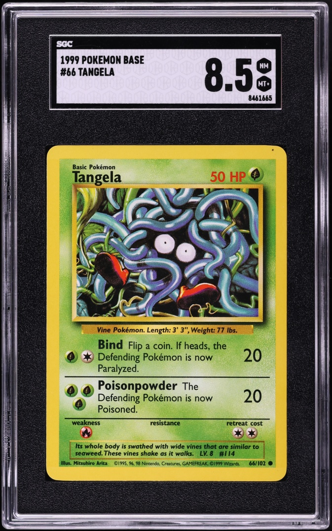 1999 Pokemon Base Tangela #66 SGC 8.5 NM-MT+