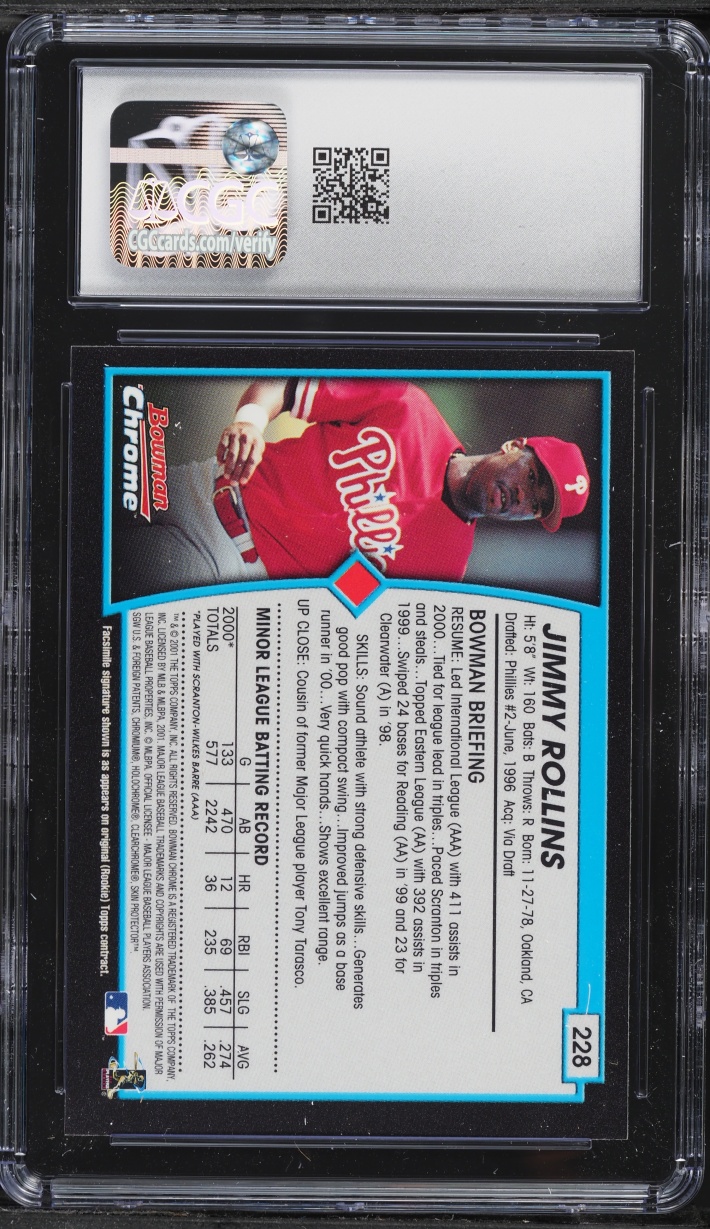 2001 Bowman Chrome Jimmy Rollins #228 CGC 9 MINT