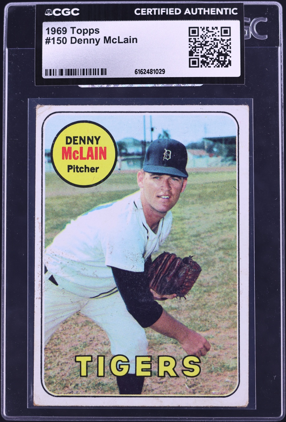 1969 Topps Denny Mclain #150 CGC AUTH